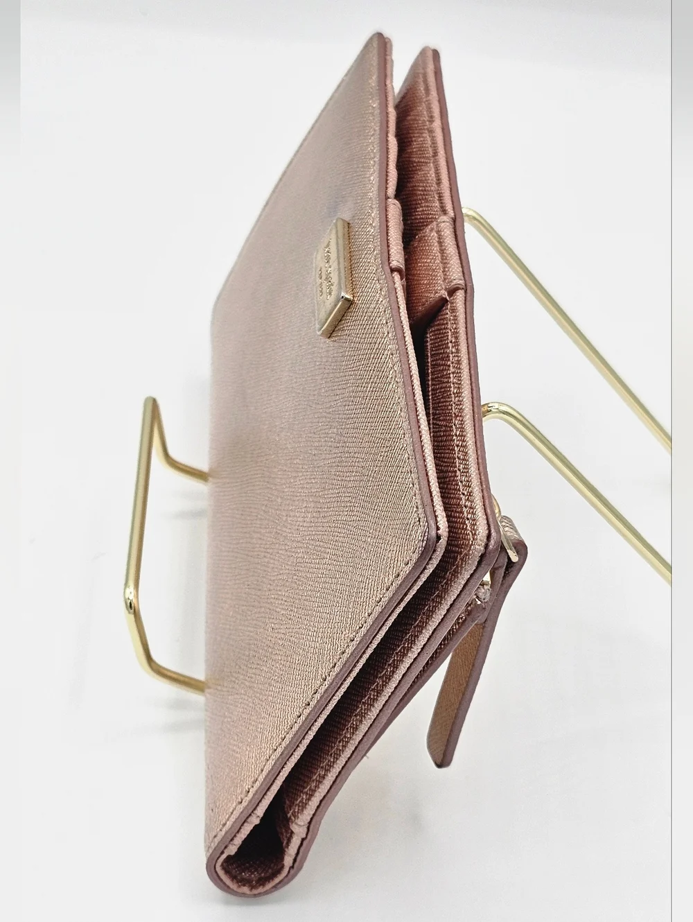 KATE SPADE Metallic Rose Gold Slim Bifold Wallet‎